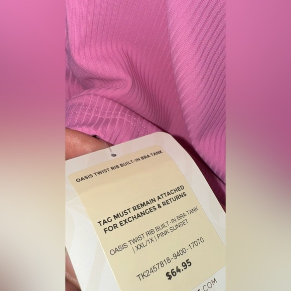 Fabletics NWT Pink Twist Rib Tank Size 1X / XXL - Picture 5 of 5